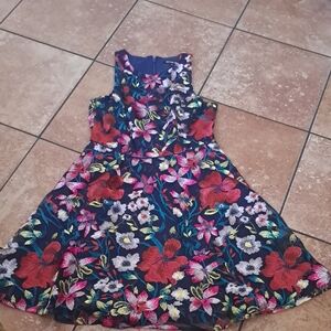 Gianni Bini Navy Floral Fit-and-Flare Mini Dress